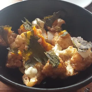 Cauliflower, lime pickle emulsion, spiced carrot puree*