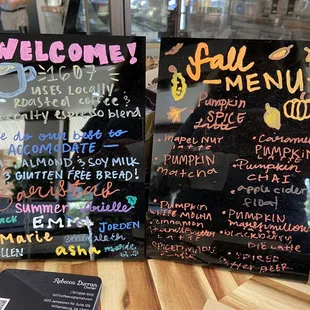 Fall drink menu
