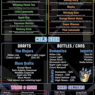 Drink menu