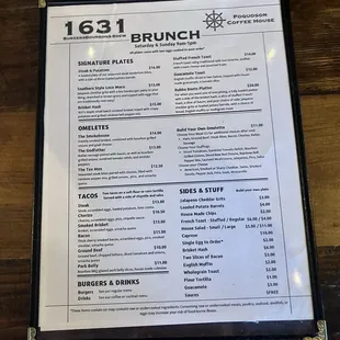 Whiskey and cocktail menu