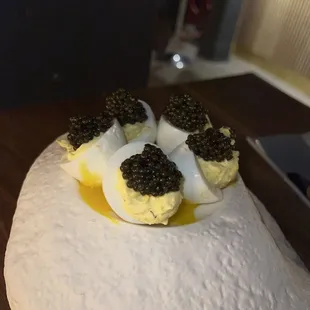 Deviled eggs with caviar  perfect pair!