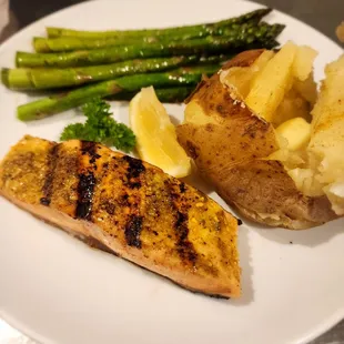 Fresh, never frozen, grilled salmon