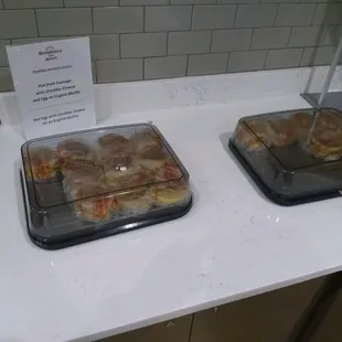pre-prepared microwaveable English muffin breakfast sandwiches