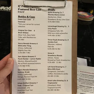 Drink menu - 6/29/2022