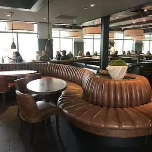 the seating area of the restaurant