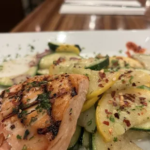 Butter garlic salmon with all veggies