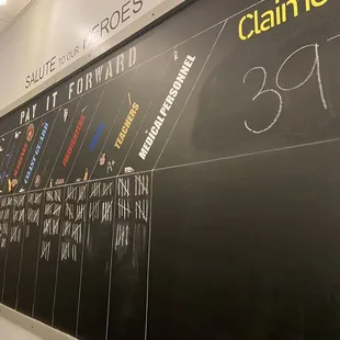 They have a board to salute to the troops and first responders, medical professionals and teachers.