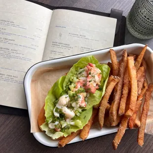 Lobster roll with hand cut fries