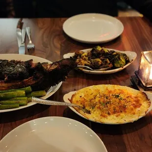 35oz Tomahawk, Brussels, mac &amp; cheese