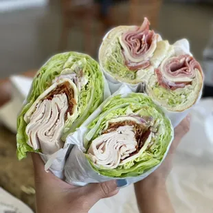 Turkey Bacon Avocado Lettuce Wrap (left) and Italian (right)