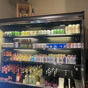 a display of beverages