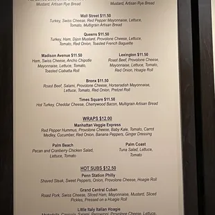 Deli sandwiches, Wraps, &amp; Subs