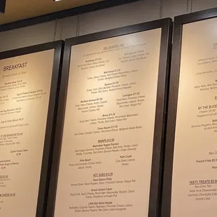 menus on the wall