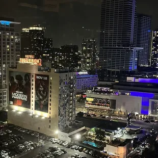 a view of a city at night