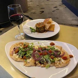Short rib flat bread + tuna tartare
