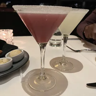 Lemon drop and blueberry lemon drop martinis