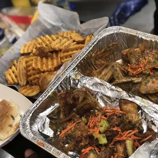 Caribbean Jerk &amp; Southern Season w/ Waffled friez