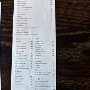 a menu for a restaurant