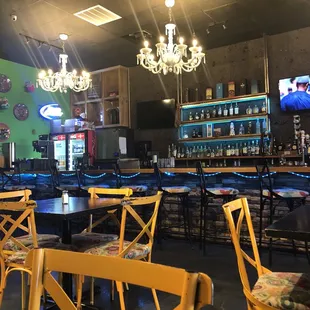 tables and chairs in a restaurant