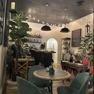 a view of the bar from the dining room