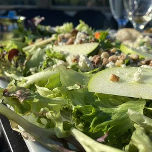 a close up of a salad
