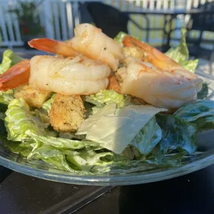 Caesar salad with shrimp