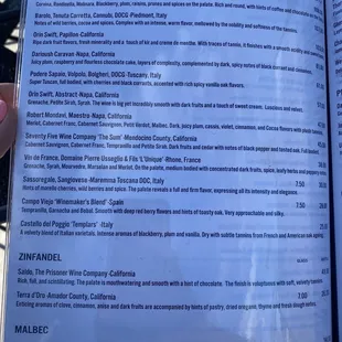 Wine Menu (July 2022)