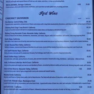 Wine Menu (July 2022)