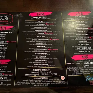 the menu