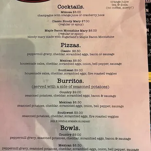 the menu