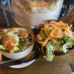 Salad and Brussels Sprouts