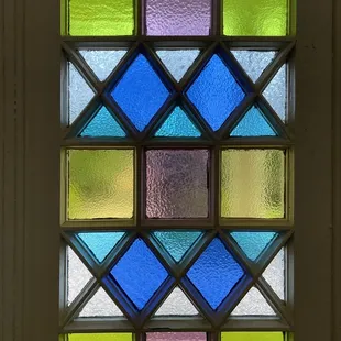 close-up of the stained glass windows