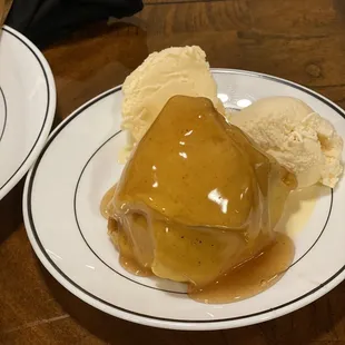 Dessert- apple dumpling and vanilla ice cream