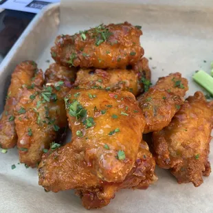Sweet chili chicken wings.