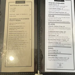 a menu for a restaurant on a table