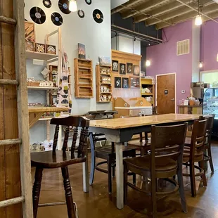 the inside of a bakery