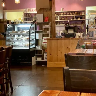 the interior of a bakery