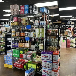 Beer stand with some of their wine selection in the back.