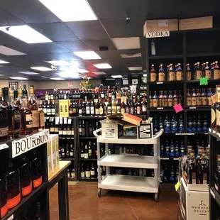 shelves of wine and liquor