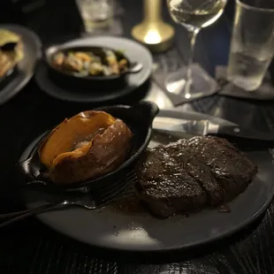 Texas Strip steak with sweet potato.