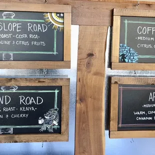 menus on the wall of a coffee shop