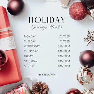 a holiday opening hours flyer