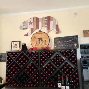 a display of wine bottles