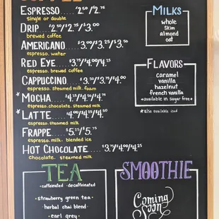 1855 Coffee House Drink Menu