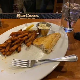Walleye and sweet potato fries.