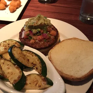 Black bean burger with grilled zucchini (one of many side choices)