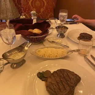 Steak potatoes bread and just add whiskey