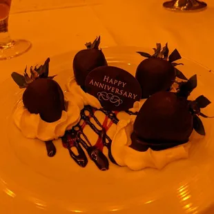 Anniversary dessert, a gift from the restaurant.