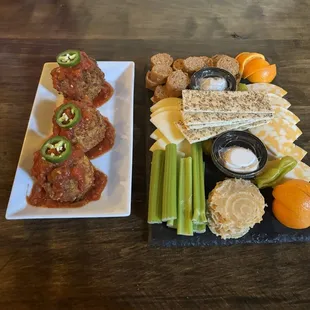 Arancini and charcuterie board