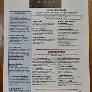 Current menu, front, 3/7/21.